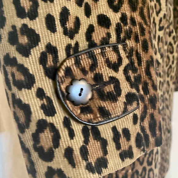 Nanette Lepore Corduroy Leopard Print Jacket Coat - Picture 3 of 4